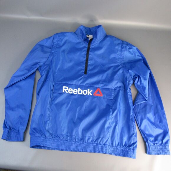 Reebok Pullover Windbreaker Jacket Women's Size 2XL Blue XXL Spell Out Logo Coat - Picture 1 of 7